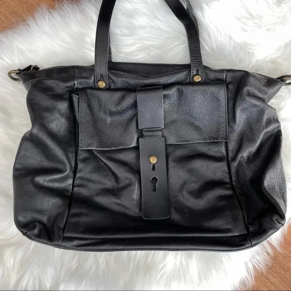 Sundance | Pandora Black Leather Bag Satchel Purse Handbag Made In Italy Tote